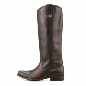 Frye Melissa Button Pull Boot Dark Brown Leather 6